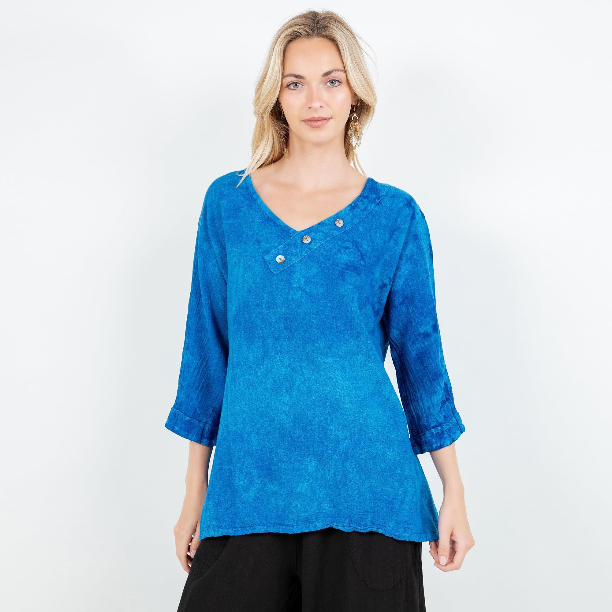Lu V-Neck Top 100% Cotton Gauze - Che Cose Belle