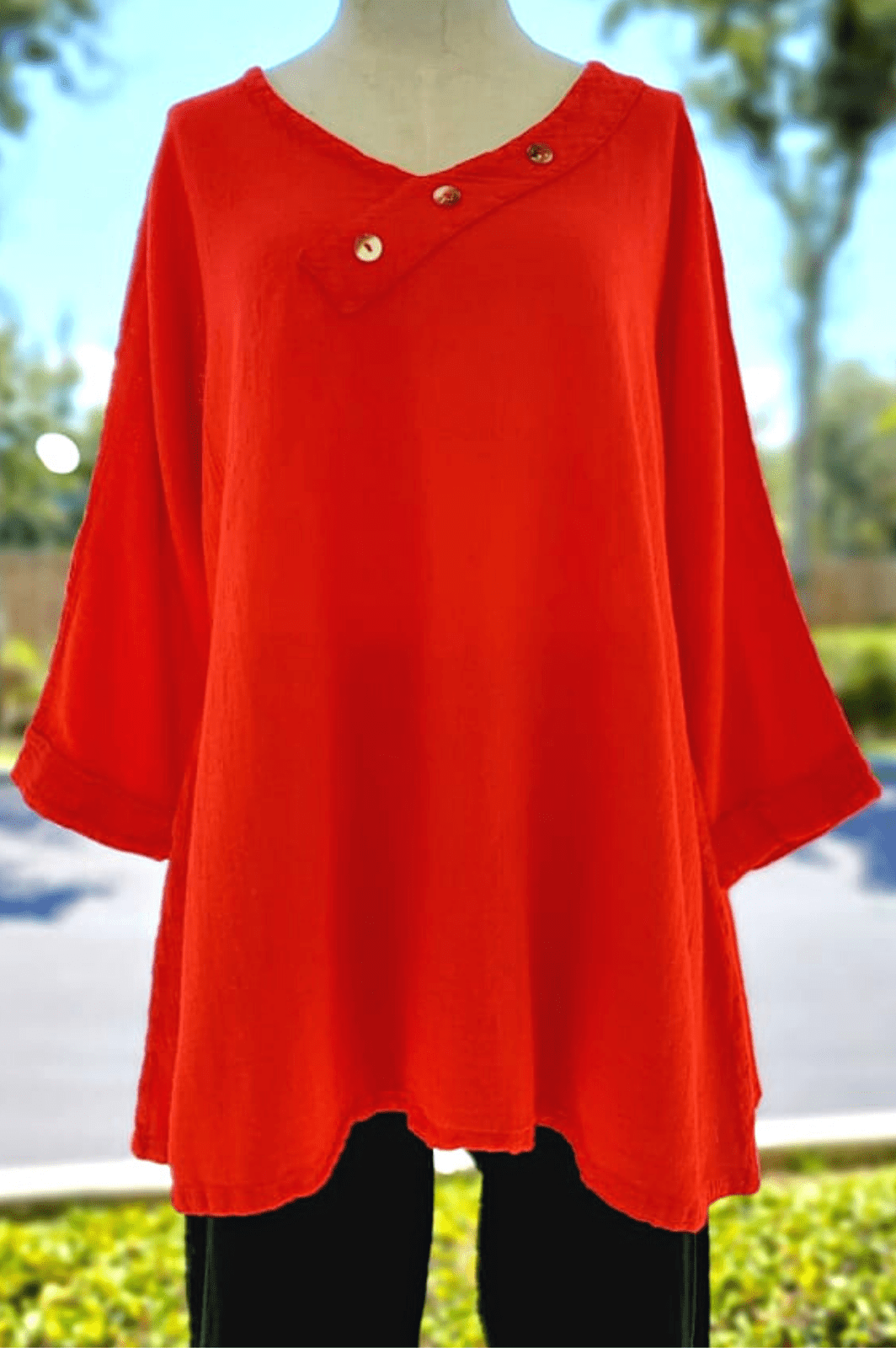 Lu V-Neck Top 100% Cotton Gauze - Che Cose Belle