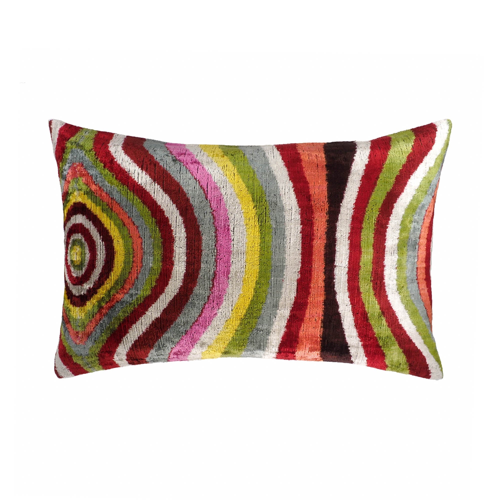 Lucid Silk Velvet Ikat Throw Pillow Cover, 16 X 24 - Che Cose Belle