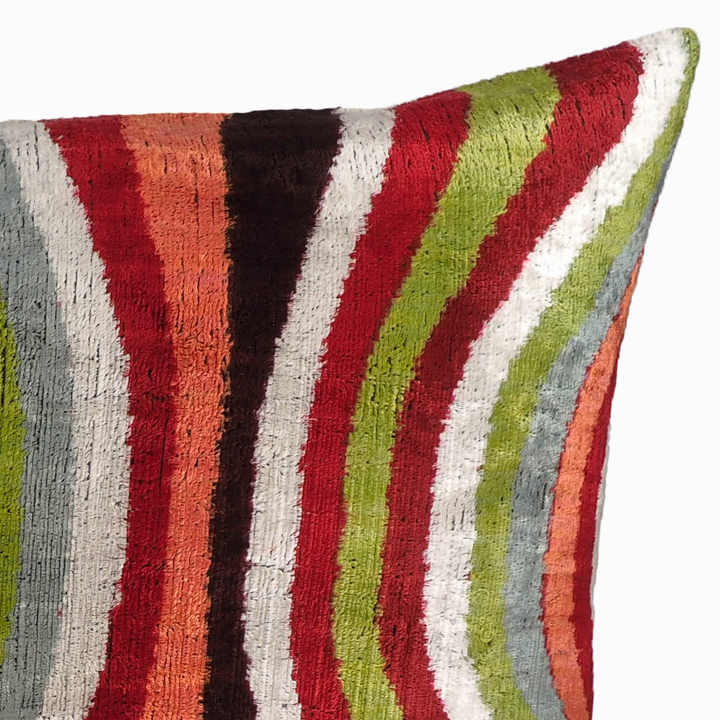 Lucid Silk Velvet Ikat Throw Pillow Cover, 16 X 24 - Che Cose Belle