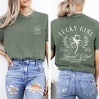 Lucky Girl Social Club, St Patrick's Day, Shamrock, Clover, Lucky, Leprechaun Tshirt Comfort Colors T-Shirt - Che Cose Belle