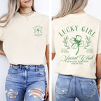Lucky Girl Social Club, St Patrick's Day, Shamrock, Clover, Lucky, Leprechaun Tshirt Comfort Colors T-Shirt - Che Cose Belle