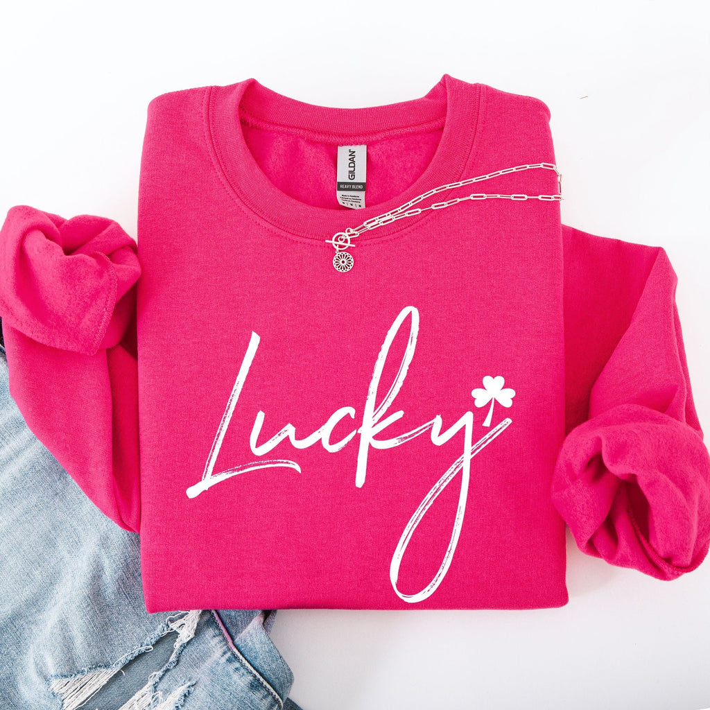 Lucky, Minimalist, St Patrick's Day, Shamrock, Clover, Lucky, Leprechaun Sweatshirt - Che Cose Belle