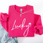 Lucky, Minimalist, St Patrick's Day, Shamrock, Clover, Lucky, Leprechaun Sweatshirt - Che Cose Belle