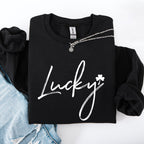 Lucky, Minimalist, St Patrick's Day, Shamrock, Clover, Lucky, Leprechaun Sweatshirt - Che Cose Belle