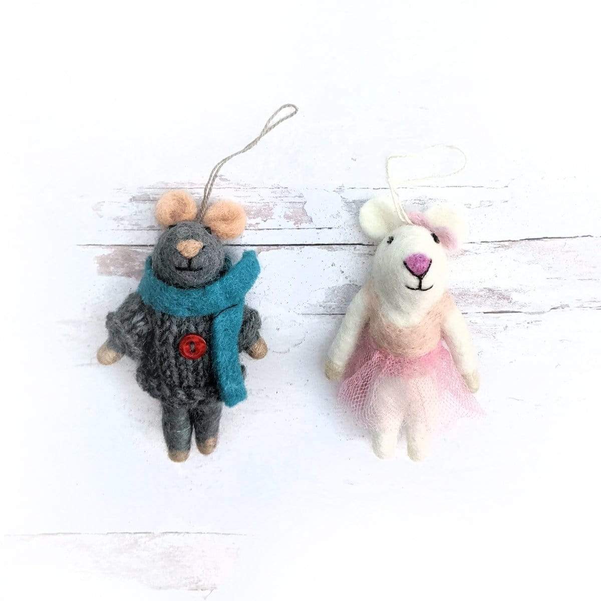 Lulu and Marty Mouse Eco Ornaments - Set of 2 - Che Cose Belle