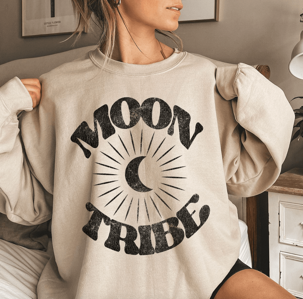 Lunar Essence Fleece Crew – Moon Tribe Graphic Sweatshirt - Che Cose Belle