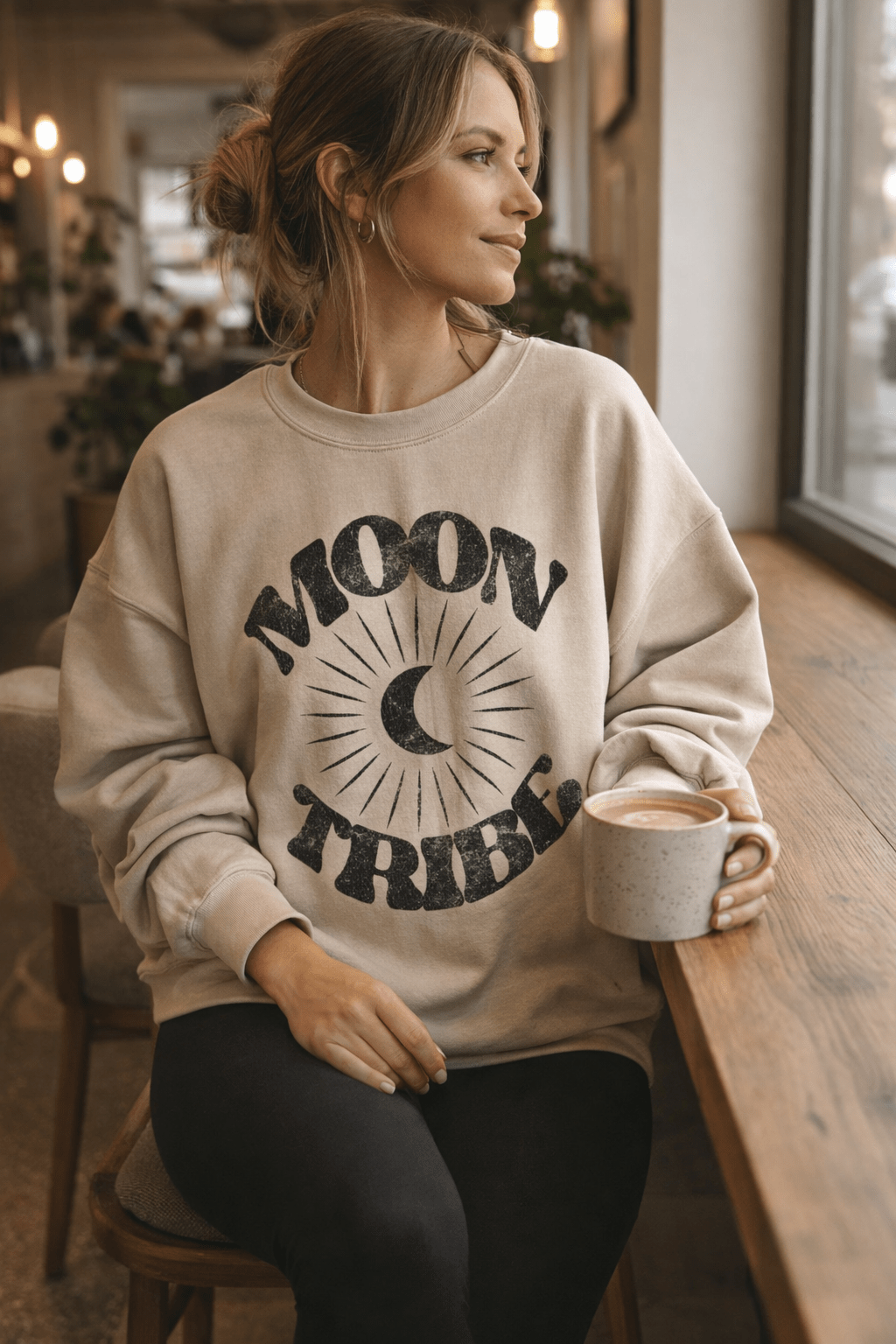Lunar Essence Fleece Crew – Moon Tribe Graphic Sweatshirt - Che Cose Belle
