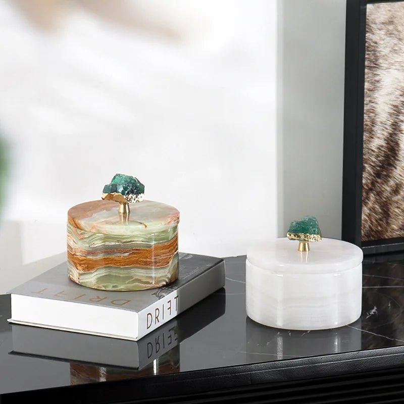 Luxury Natural Jade Marble Storage Jar With Lid for Candy Jewelry Cosmetics - Che Cose Belle