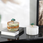 Luxury Natural Jade Marble Storage Jar With Lid for Candy Jewelry Cosmetics - Che Cose Belle