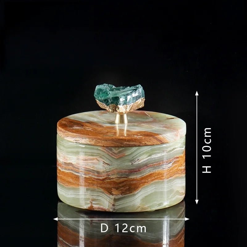 Luxury Natural Jade Marble Storage Jar With Lid for Candy Jewelry Cosmetics - Che Cose Belle