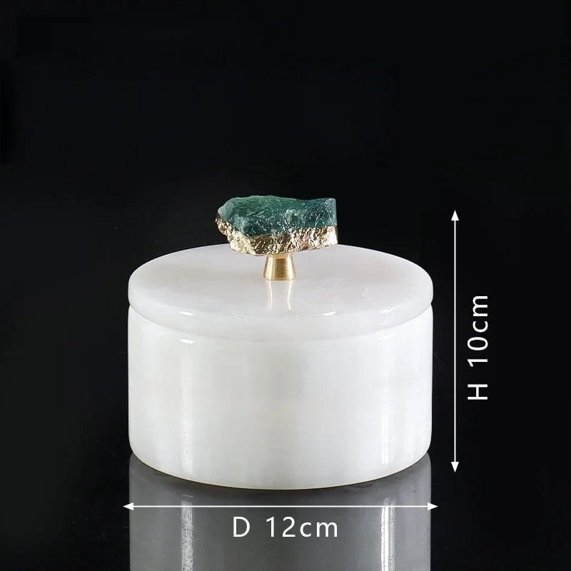 Luxury Natural Jade Marble Storage Jar With Lid for Candy Jewelry Cosmetics - Che Cose Belle
