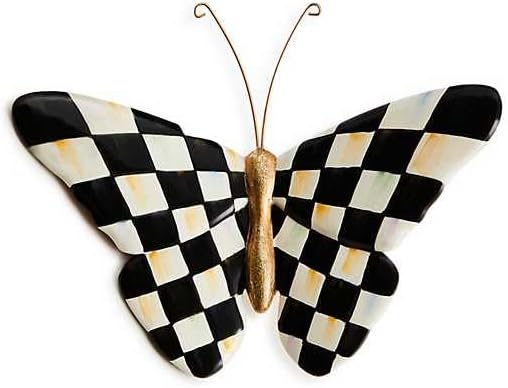 MACKENZIE - CHILDS Pot Climber, Decorative Flowerpot Hanger, Indoor and Outdoor Planter Hanging Decor, Courtly Check Butterfly - Che Cose Belle