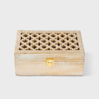 Mango Wood Trellis Keepsake Box with Compartments, Whitewash - Che Cose Belle