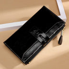 Manufacturers Wholesale Women'S Wallets Multi Card Buckle Long Oil Wax Leather Wallets European And American Retro Leather Handbags - Che Cose Belle