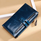 Manufacturers Wholesale Women'S Wallets Multi Card Buckle Long Oil Wax Leather Wallets European And American Retro Leather Handbags - Che Cose Belle