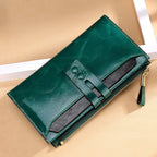 Manufacturers Wholesale Women'S Wallets Multi Card Buckle Long Oil Wax Leather Wallets European And American Retro Leather Handbags - Che Cose Belle