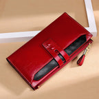 Manufacturers Wholesale Women'S Wallets Multi Card Buckle Long Oil Wax Leather Wallets European And American Retro Leather Handbags - Che Cose Belle