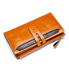 Manufacturers Wholesale Women'S Wallets Multi Card Buckle Long Oil Wax Leather Wallets European And American Retro Leather Handbags - Che Cose Belle