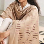 Maple Beige Handwoven Hand Embroidered Classic Scarf - Che Cose Belle