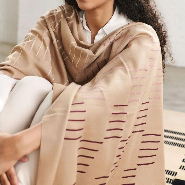 Maple Beige Handwoven Hand Embroidered Classic Scarf - Che Cose Belle