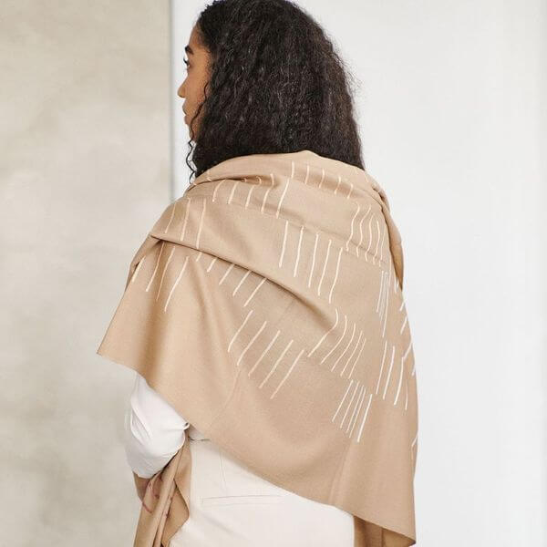 Maple Beige Handwoven Hand Embroidered Classic Scarf - Che Cose Belle