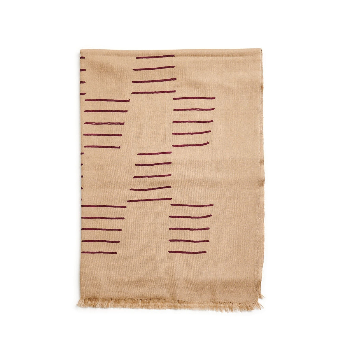 Maple Beige Handwoven Hand Embroidered Classic Scarf - Che Cose Belle