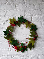 Maple Leaf Wreath Berries Hand Felted Wool - 12" Arcadia Home - Che Cose Belle