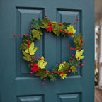 Maple Leaf Wreath Berries Hand Felted Wool - 12" Arcadia Home - Che Cose Belle