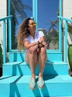 Marbella Huarache Slip-On Teal - Che Cose Belle