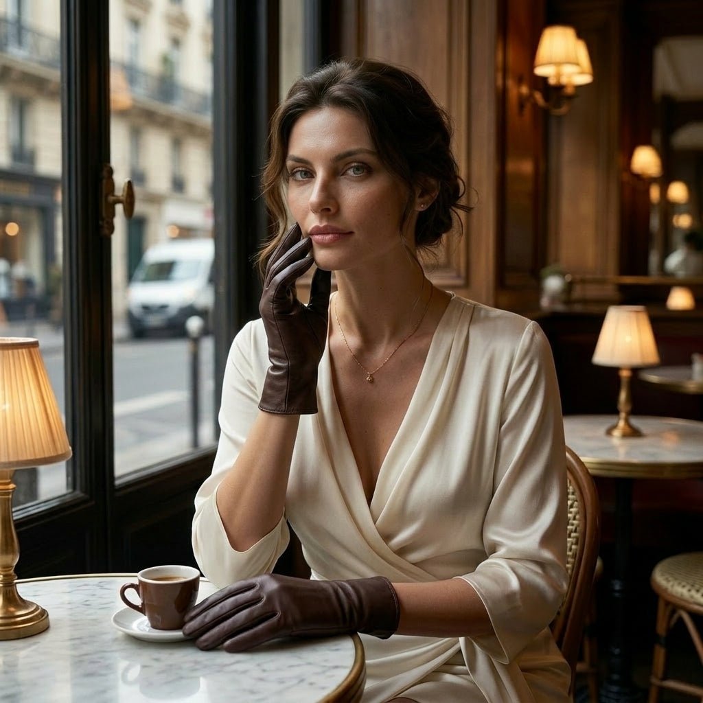Marcella (brown) - Unlined women’s lambskin leather gloves - Che Cose Belle