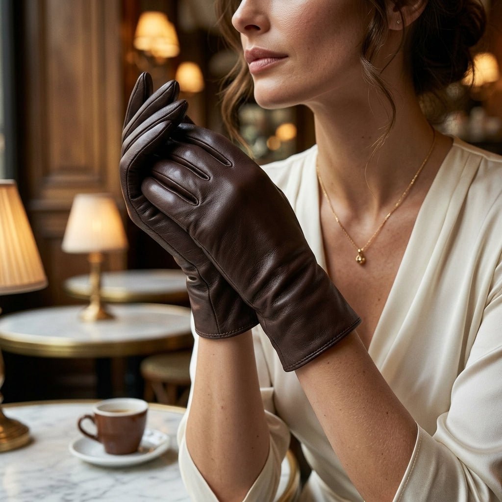 Marcella (brown) - Unlined women’s lambskin leather gloves - Che Cose Belle