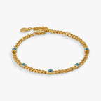 March Birthstone Aquamarine Curb Chain Bracelet - Che Cose Belle