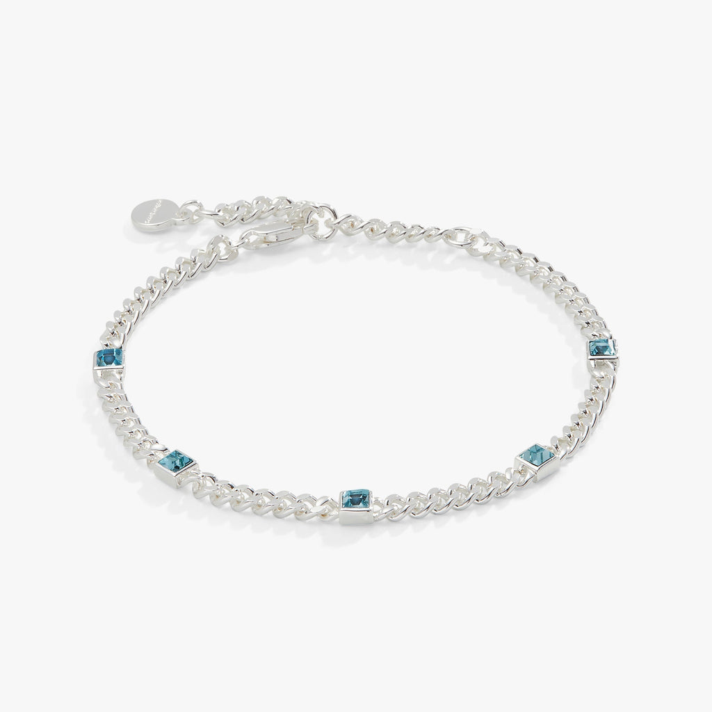 March Birthstone Aquamarine Curb Chain Bracelet - Che Cose Belle