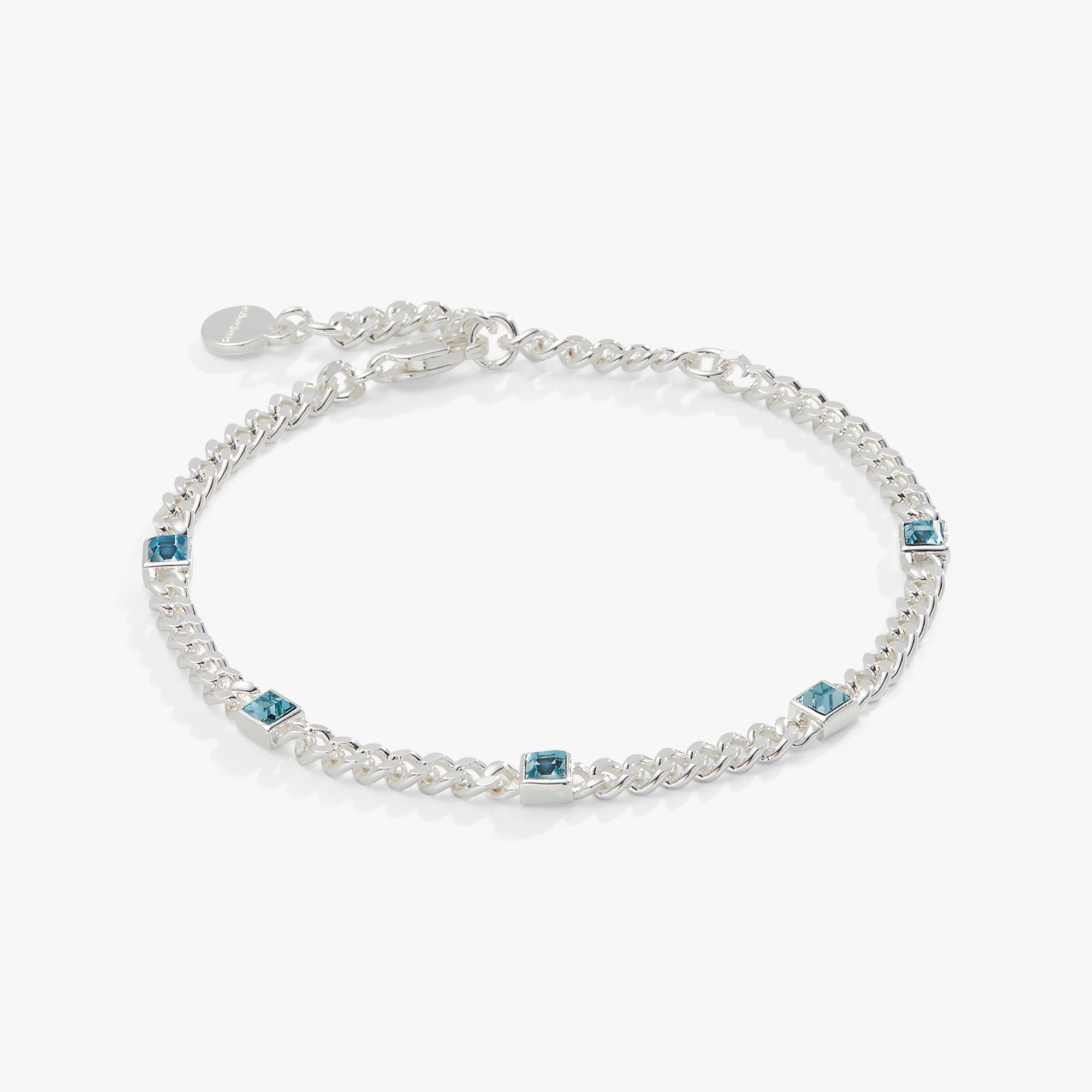 March Birthstone Aquamarine Curb Chain Bracelet - Che Cose Belle