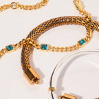 March Birthstone Aquamarine Curb Chain Bracelet - Che Cose Belle