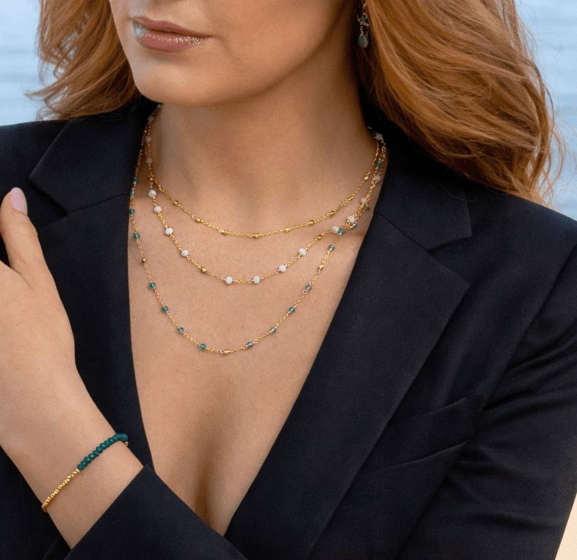 Margarita Chains - Green Onyx, Moonstone, Coral - Che Cose Belle