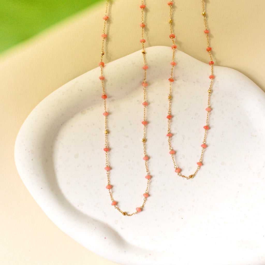 Margarita Chains - Green Onyx, Moonstone, Coral - Che Cose Belle