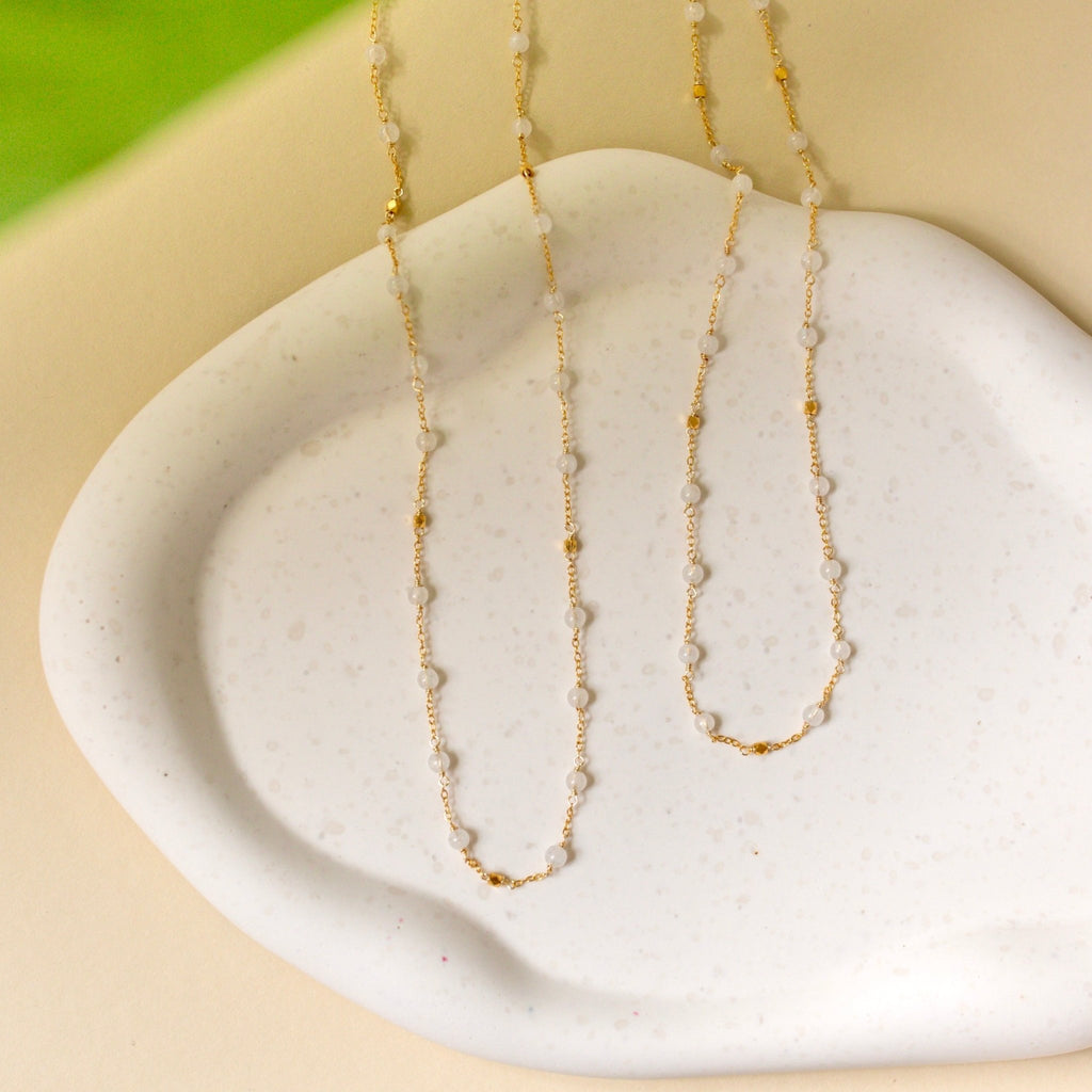Margarita Chains - Green Onyx, Moonstone, Coral - Che Cose Belle