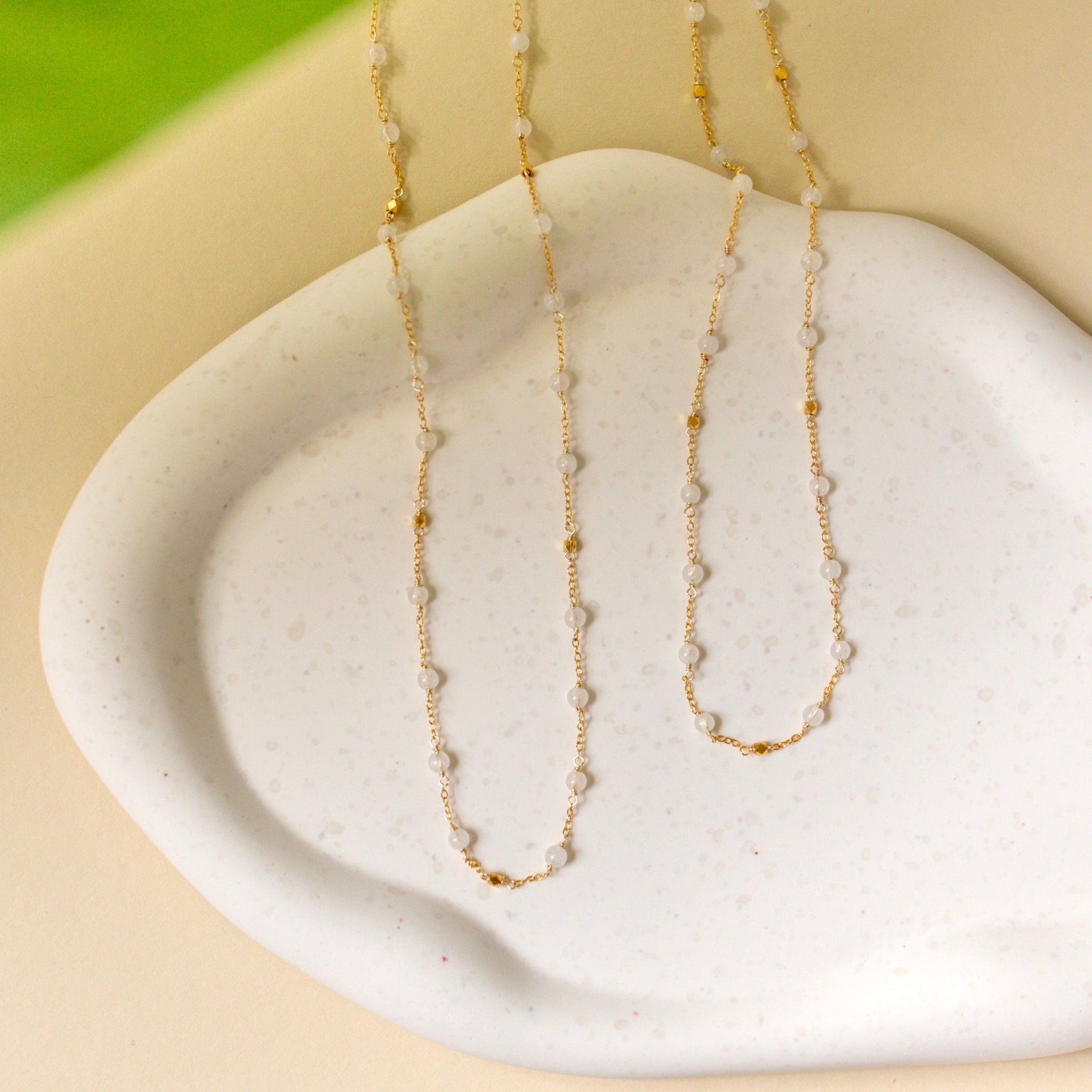 Margarita Chains - Green Onyx, Moonstone, Coral - Che Cose Belle