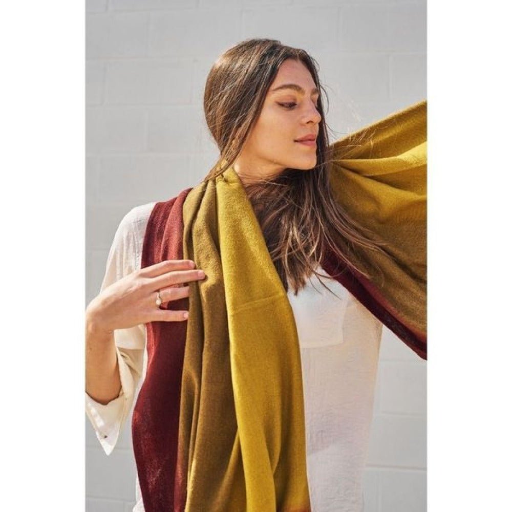 Marigold Merino Ombre Handloom Throw / Blanket Scarf - Che Cose Belle