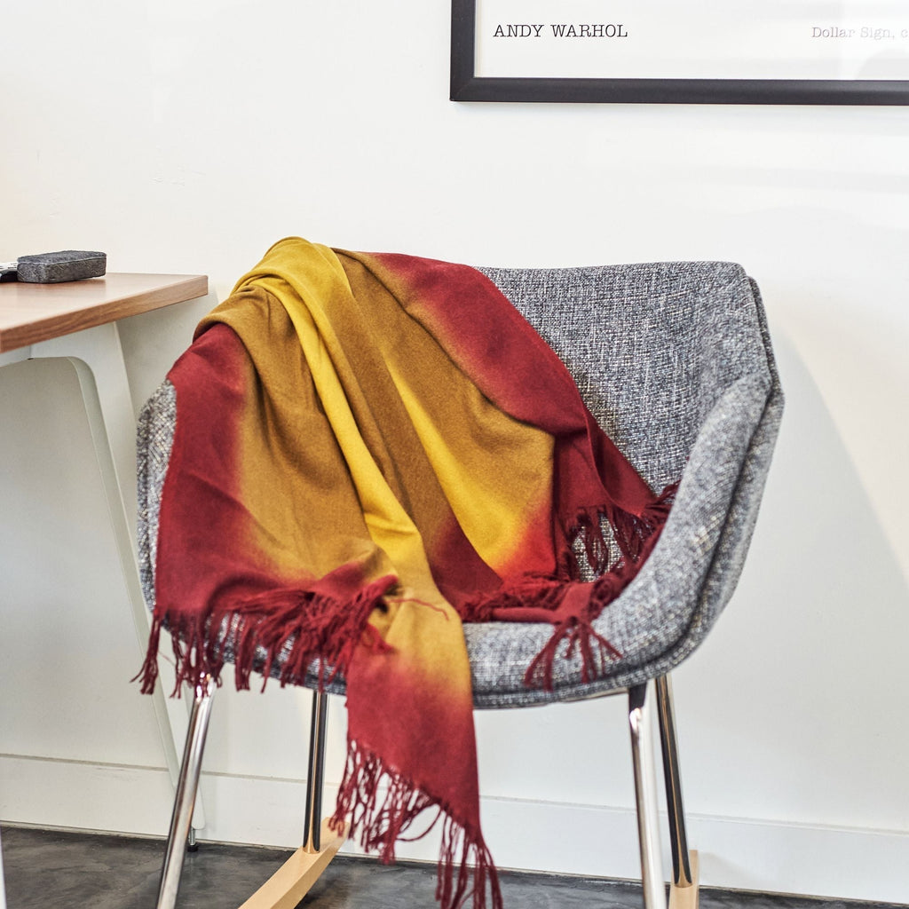 Marigold Merino Ombre Handloom Throw / Blanket Scarf - Che Cose Belle