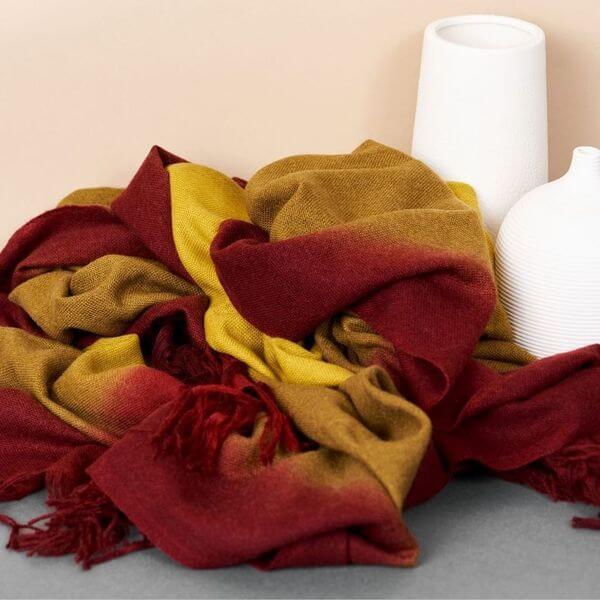 Marigold Merino Ombre Handloom Throw / Blanket Scarf - Che Cose Belle