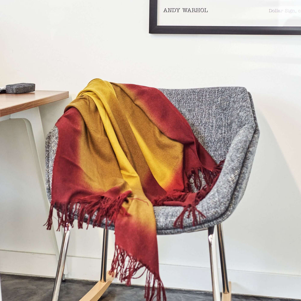 Marigold Merino Ombre Handloom Throw / Blanket Scarf - Che Cose Belle