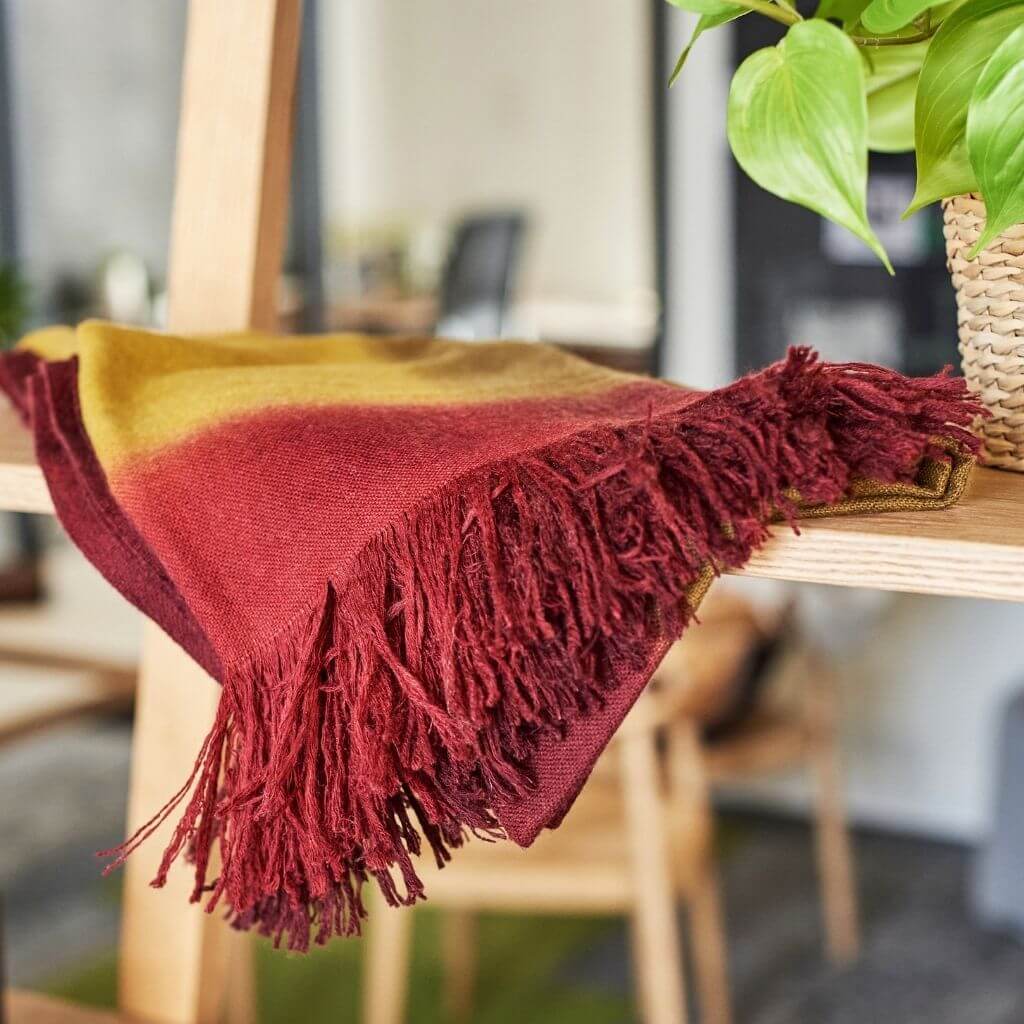 Marigold Merino Ombre Handloom Throw / Blanket Scarf - Che Cose Belle