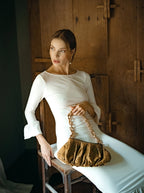 MARJORIE Bamboo Ruffle Dress In Off - white - Che Cose Belle