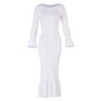 MARJORIE Bamboo Ruffle Dress In Off - white - Che Cose Belle