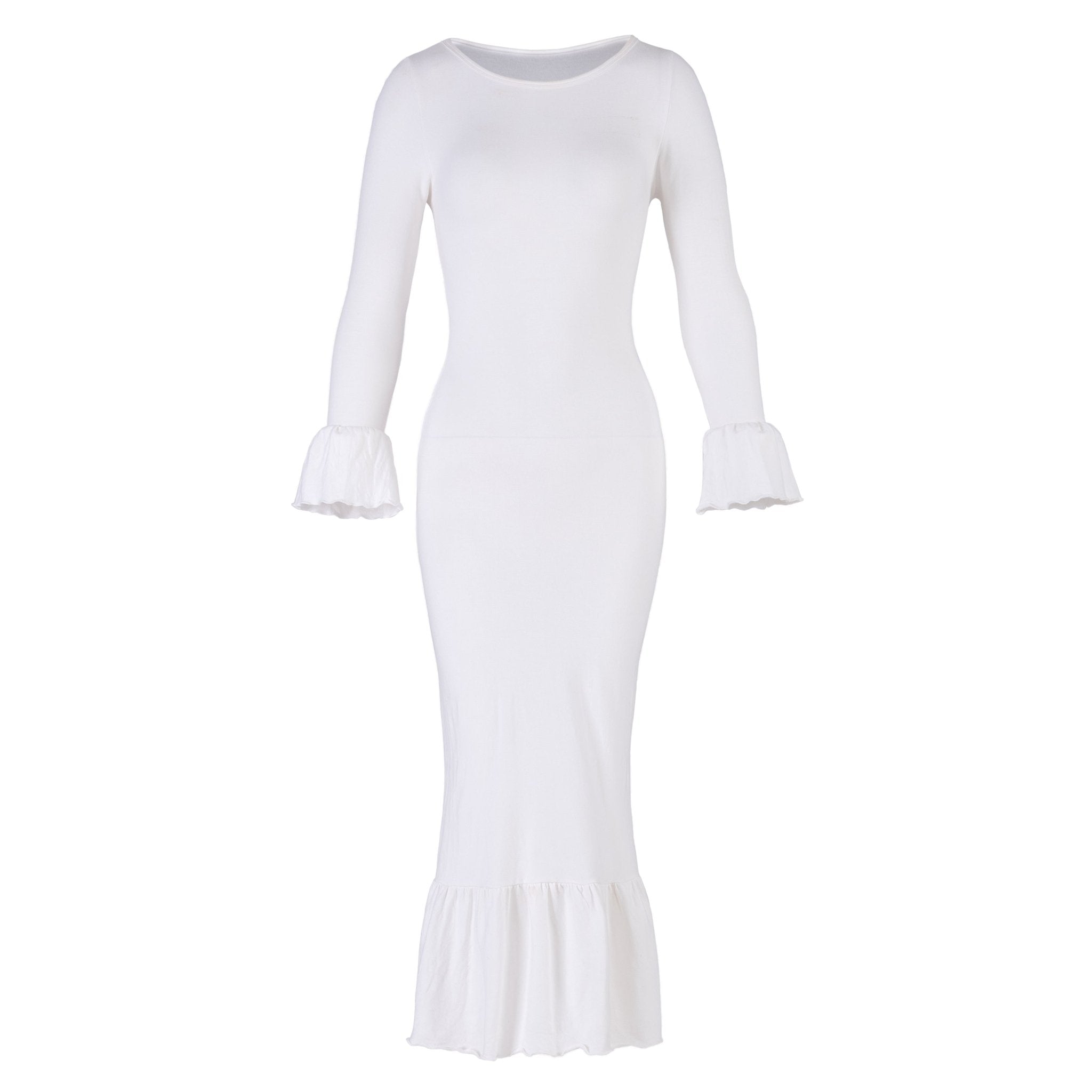MARJORIE Bamboo Ruffle Dress In Off - white - Che Cose Belle