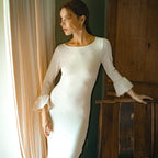 MARJORIE Bamboo Ruffle Dress In Off - white - Che Cose Belle