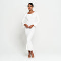MARJORIE Bamboo Ruffle Dress In Off - white - Che Cose Belle